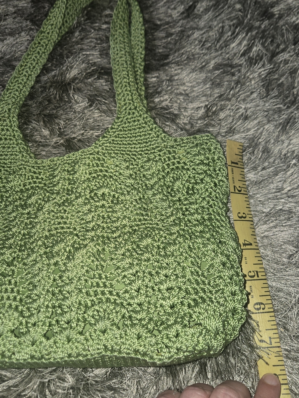 VTG The Sak Sage Green Crochet Shoulder Bag - Picture 3 of 9